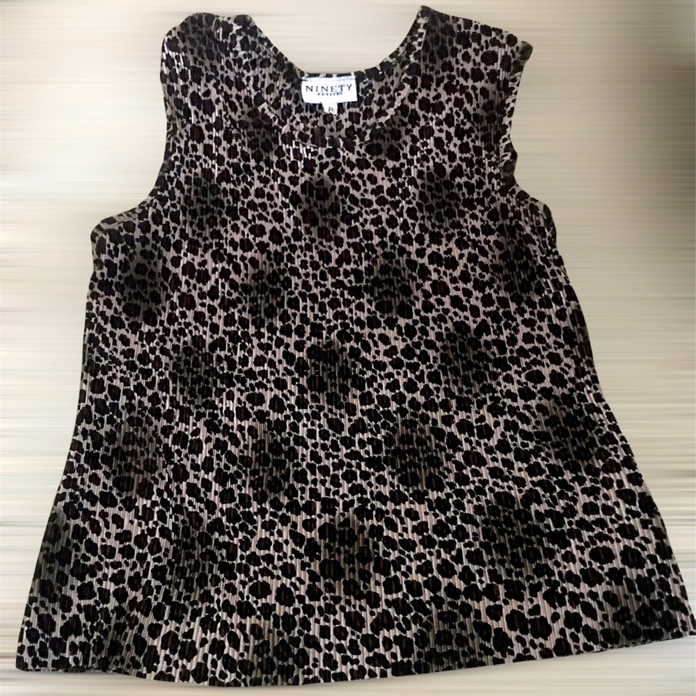 NINETY sleeveless, animal-print blouse
